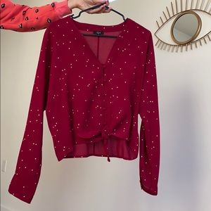 Maroon and silver star blouse